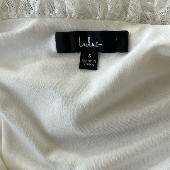 Lulu's Lace Overlay‎ White Spaghetti Straps Tie Midi Dress Size S - NWOT - Picture 5 of 8